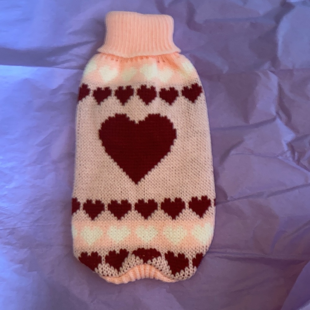 Pink Dog Sweater with hearts Small